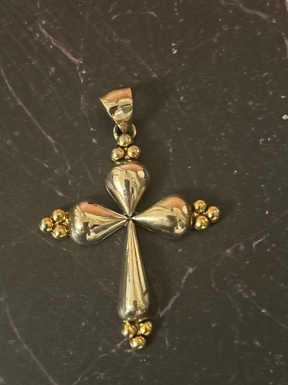 Two-Tone Gold Cross Pendant Necklace - Elegant Women's Jewelry